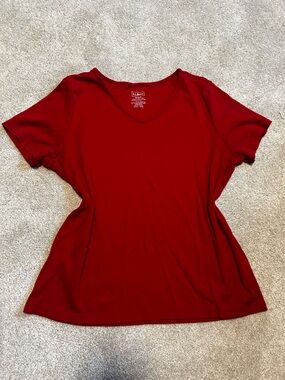 L.L. Bean Supima Cotton Vibrant Red V-Neck Tee Medium